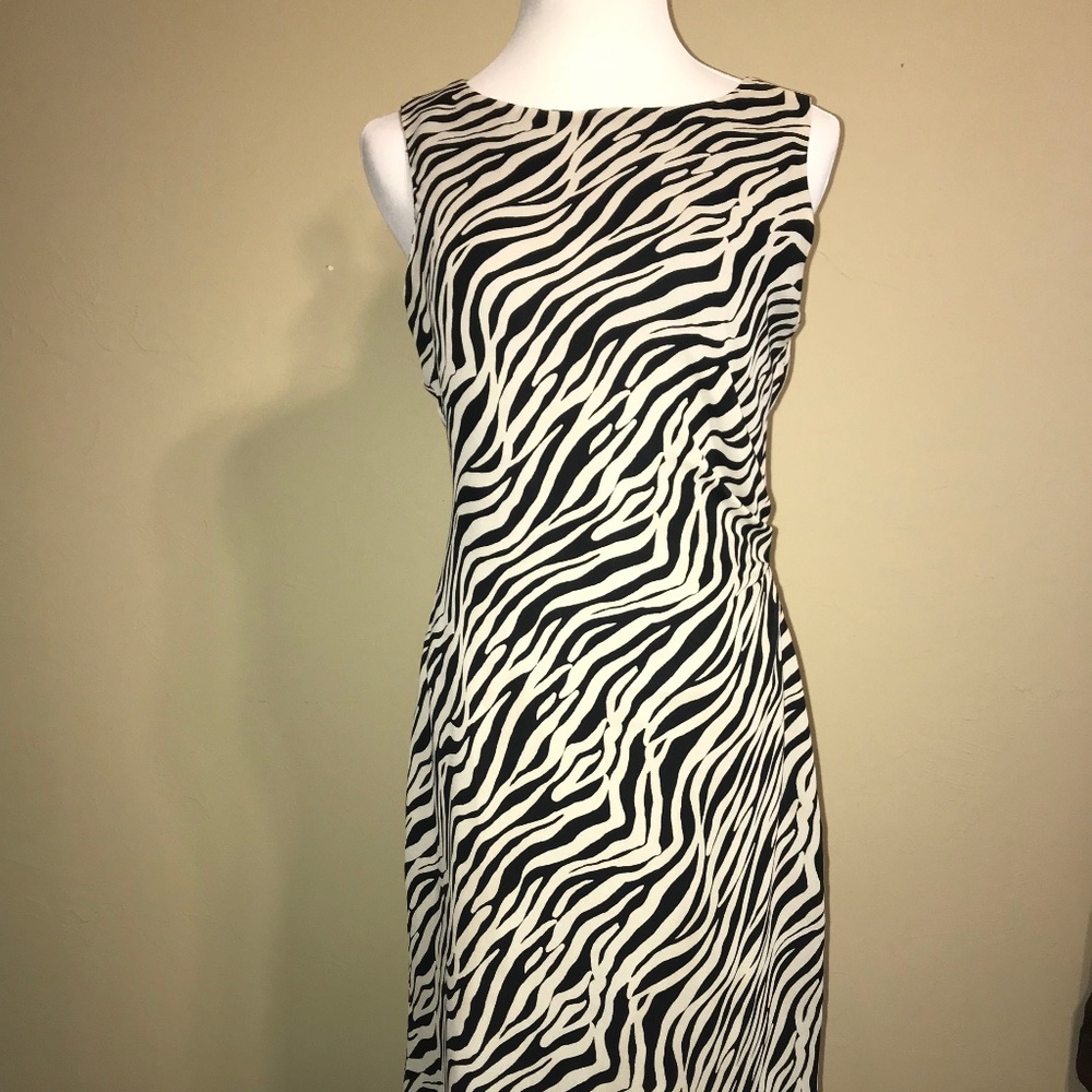 David Warren Zebra Striped Sleeveless Dress